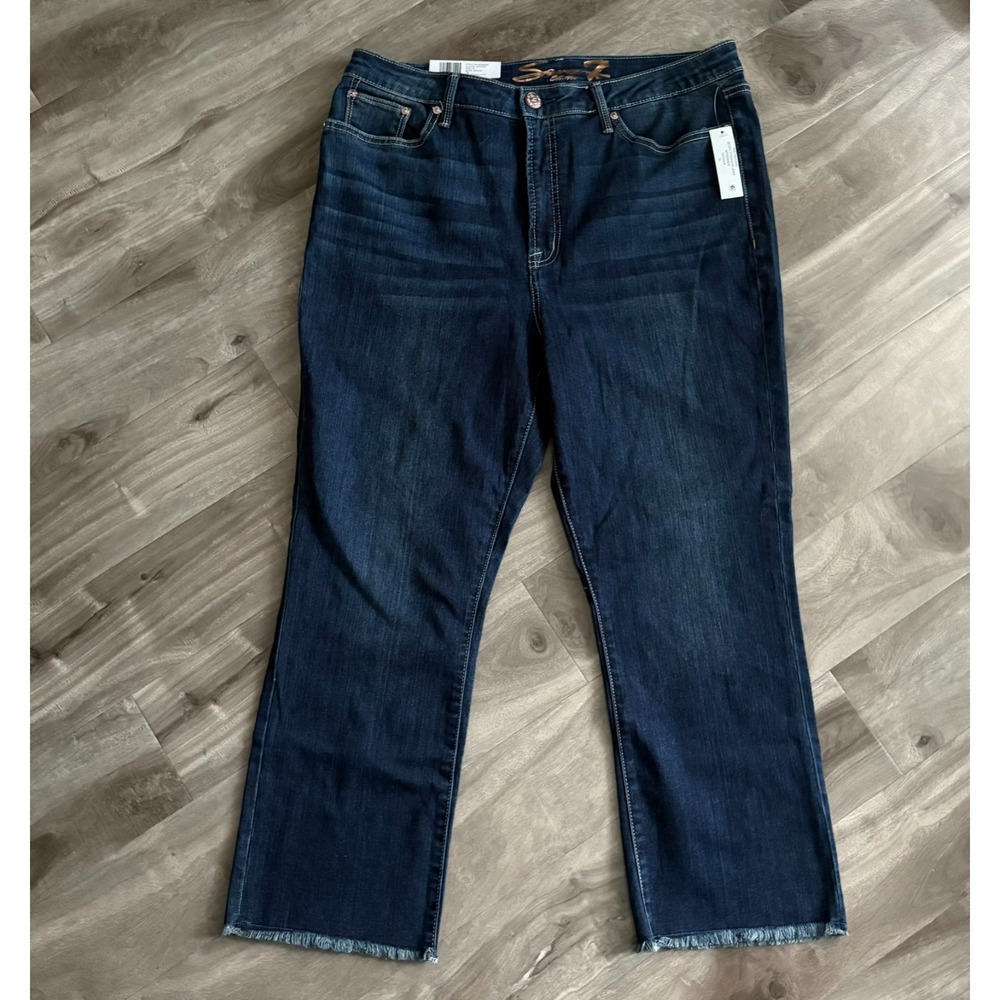 Seven7 Fashion Jeans Women's Size 16 High Rise Fray Hem Slim Fit Hayden Blue NWT